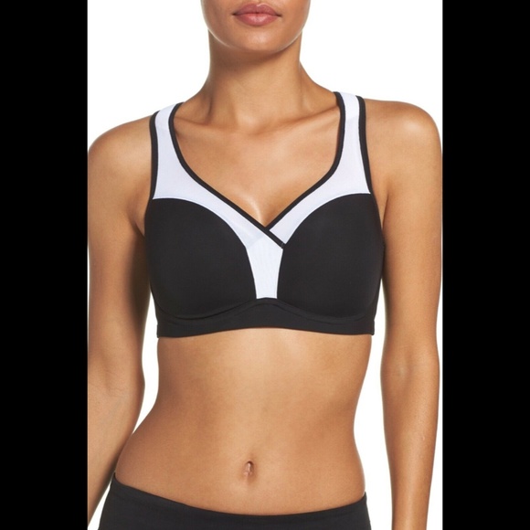 NWT Le Mystere‎ [ 32C ] Wireless Sports Bra in Black White - Picture 11 of 12